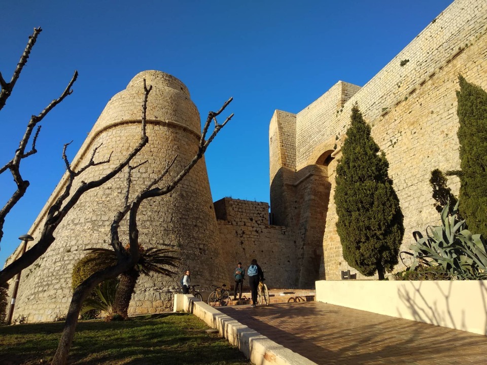 Dalt Vila, fortification walls, Cathedral hilltop, port and Formentera