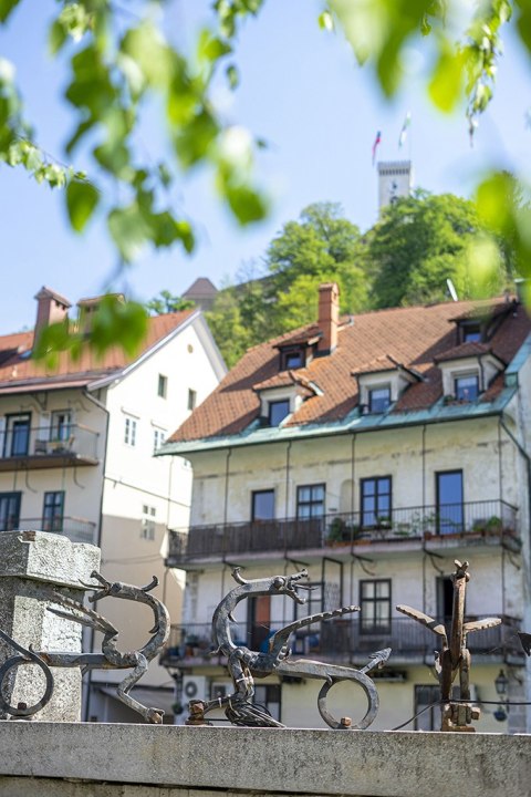 Prešern Square, Town Hall, Dragon Bridge, Ljubljanica River