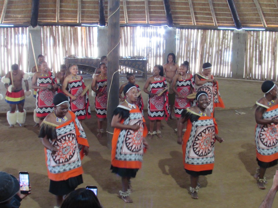 Hlane Royal National Park wildlife, Mantenga Cultural Village huts and dance, Swazi Candles workshop