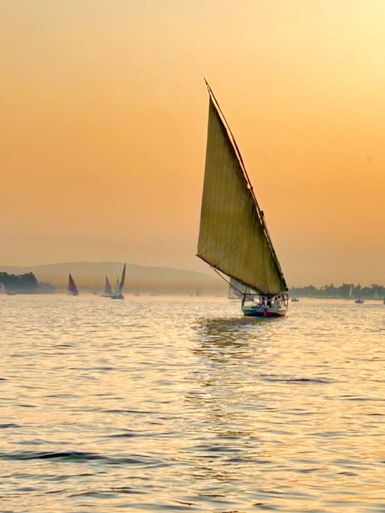 Nile River at sunset, private felucca, Luxor