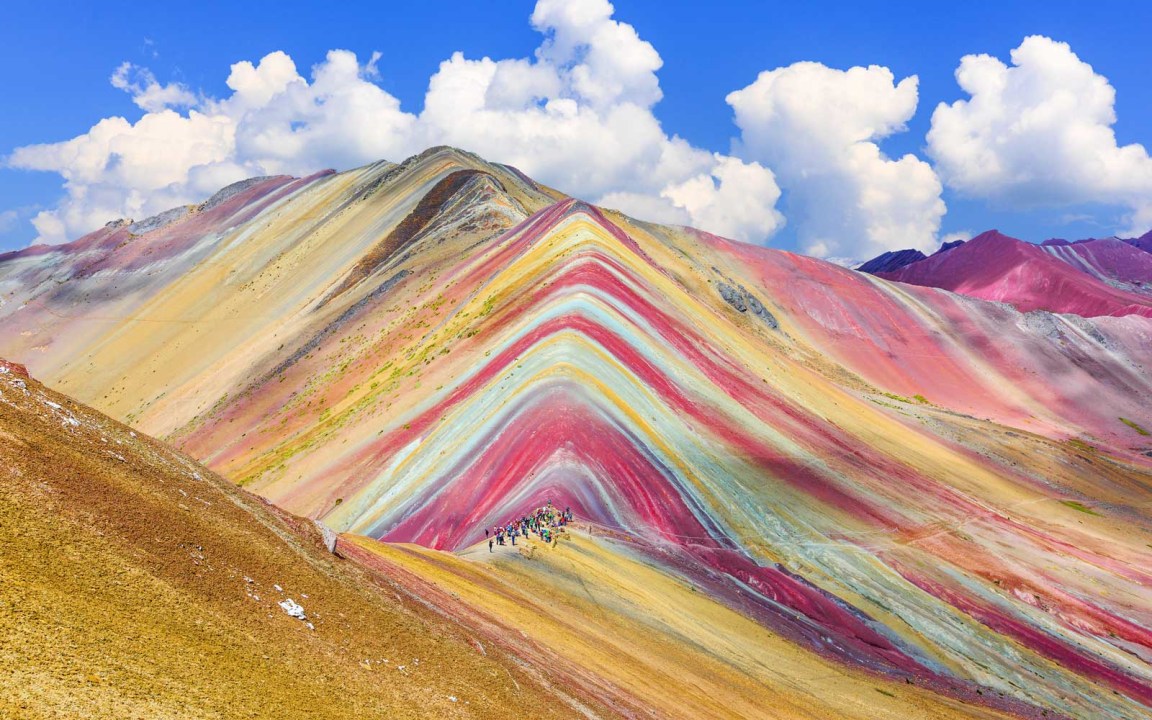 Ausangate snow-capped peak, Vinicunca Rainbow Mountain, Salcca Valley red valleys