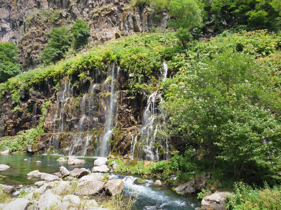 Dashbashi Canyon, glass bridge of Dashbashi Canyon, Algeti Reservoir, Asureti Village