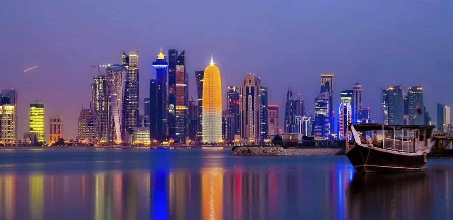 Corniche skyline, Souq Waqif alleys, The Pearl-Qatar Riviera-style island, Katara Cultural Village architecture