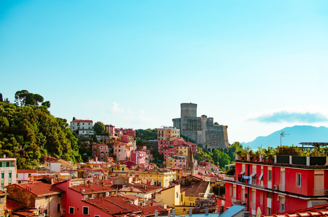 medieval castle of Lerici, carobi or carugi, Mottino square, Gulf of Poets and Portovenere