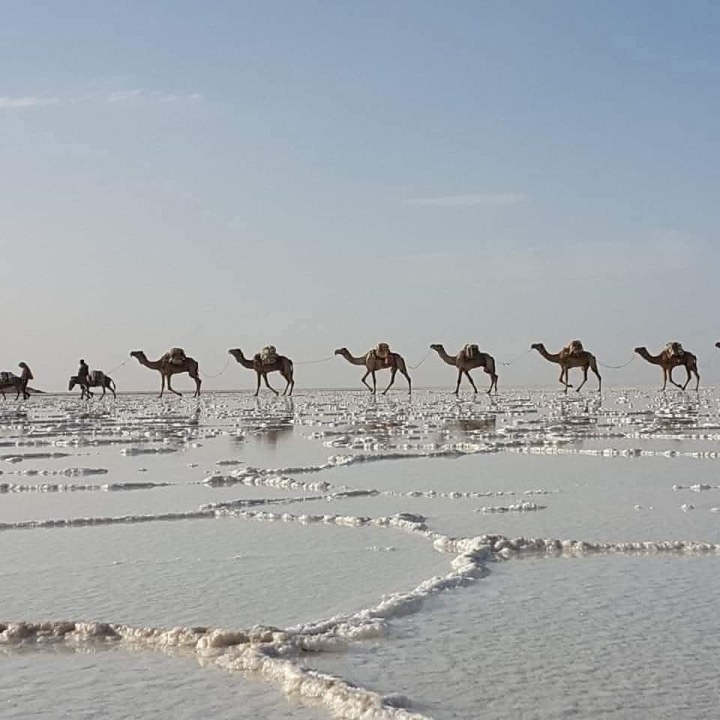 Erta Ale volcanic crater, Danakil Depression salt pans, Lake Assale at sunset, Abune Yemata Guh cliff church