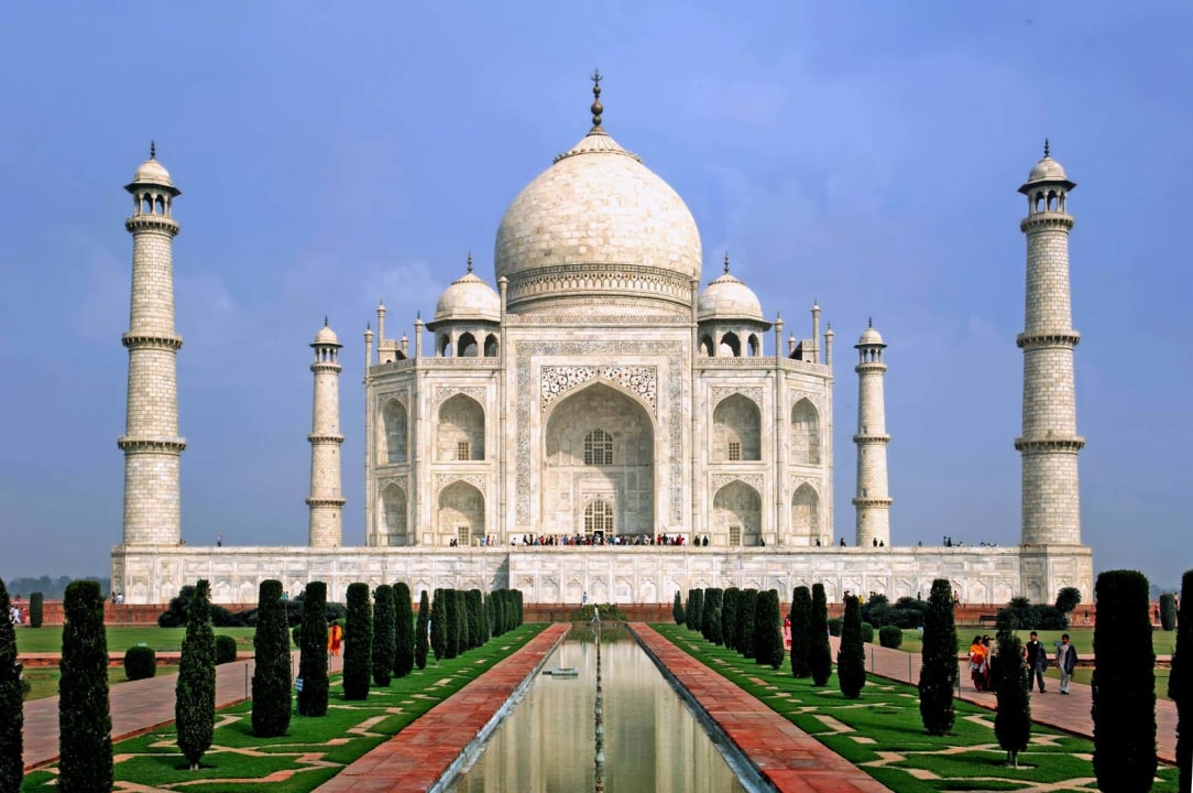 Taj Mahal at sunset, Mehtab Bagh, Agra Fort courtyards