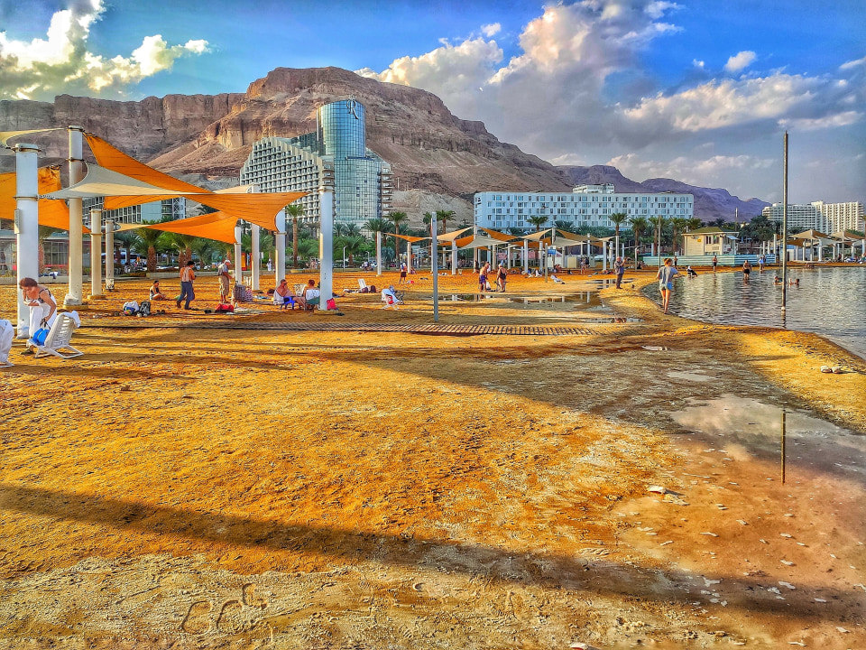 Masada cliff, Dead Sea expanse, Mount Sodom, Moab Mountains