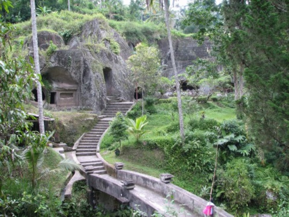Gunung Kawi Temple cliff-face shrines, Tirta Empul Temple holy spring, Tegalalang Rice Terrace