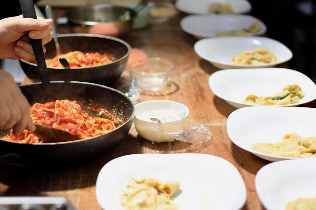 ancient palace, historic laboratory, fettuccine and ravioli, homemade gelato
