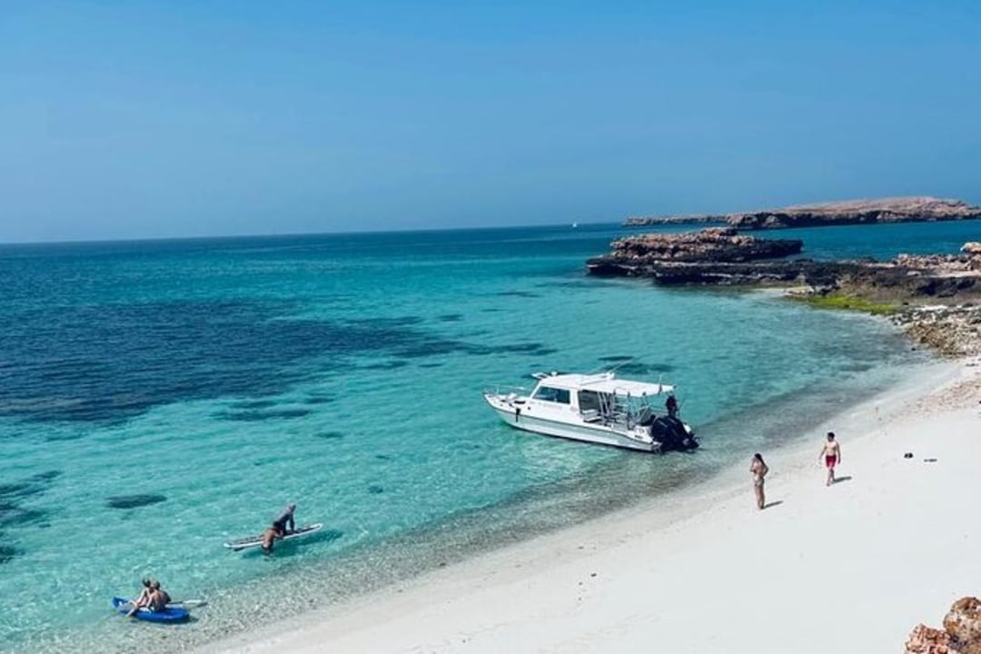 white-sand Dimaniyat Islands, Oman Sea, Muscat marina