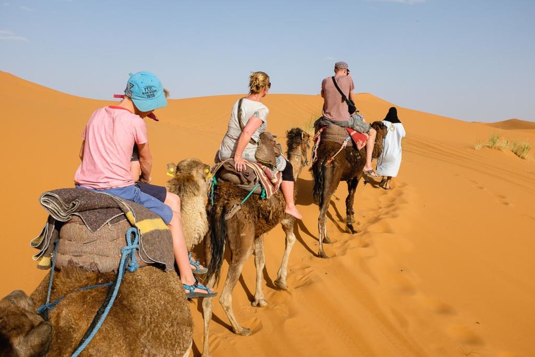 Hassan II Mosque, blue alleys of Chefchaouen, Erg Chebbi dunes, Ksar of Aït Benhaddou