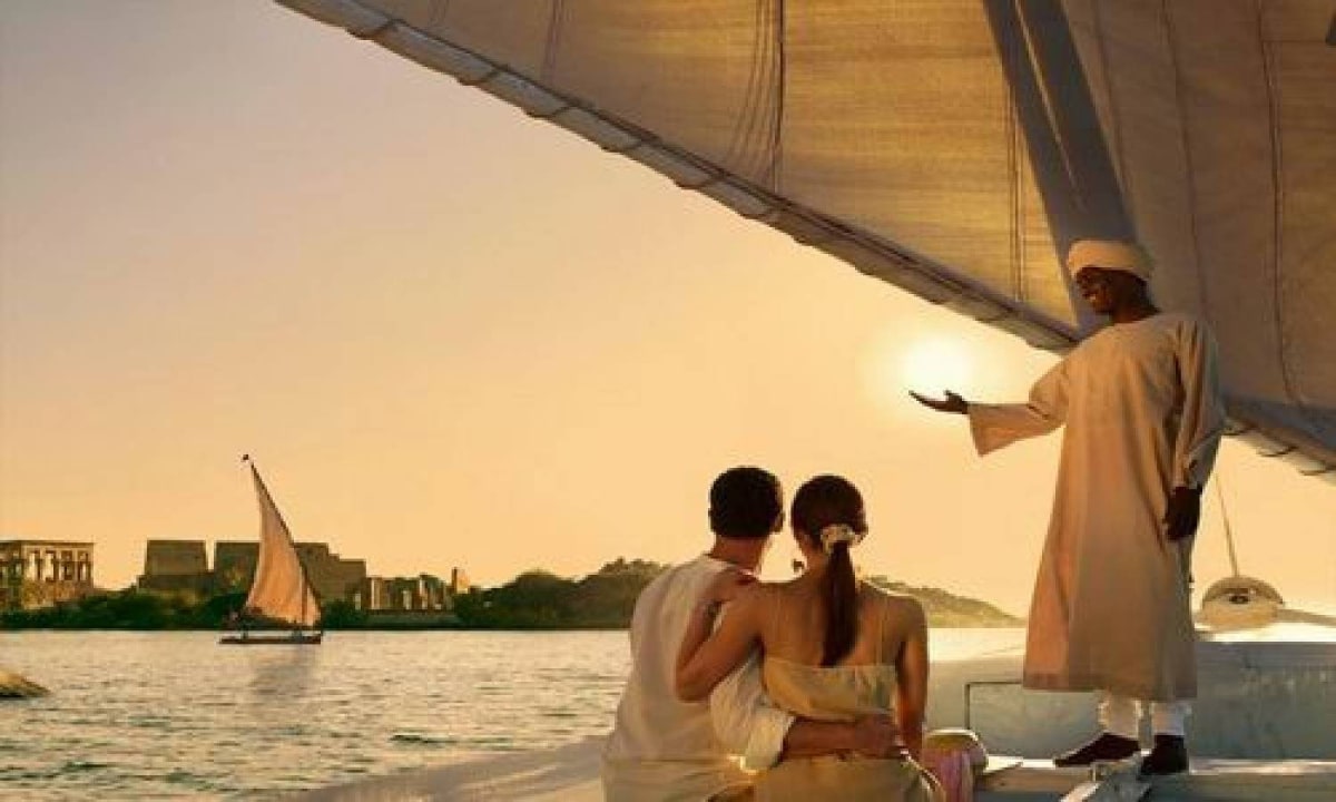 Nile Cornish, traditional Egyptian felucca, Luxor waterfront