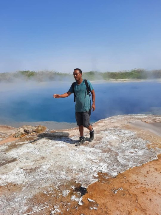 Erta Ale smoking mountain, Dallol salt mountain and yellow pond, Afdera salt lake