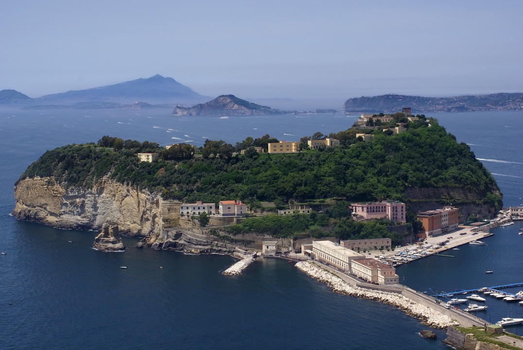 Terra Murata Hill terraces, Bay of Naples panoramas, Chiaiolella beach hilltop, Corricella coloured houses