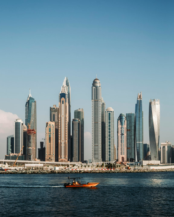 Burj Khalifa sunset views, Palm Jumeirah island, Dubai Harbour coastline, Madinat Jumeirah souk
