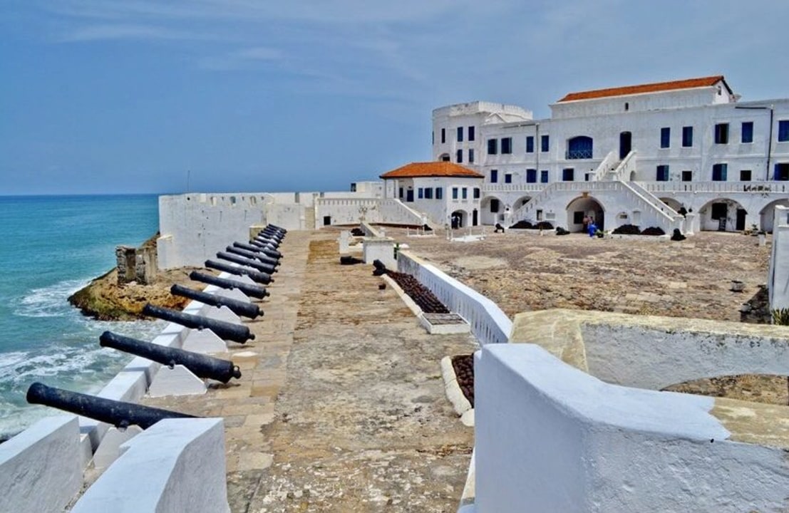 Elmina Castle, Cape Coast Castle, Kakum National Park canopy walkway, Mole National Park safari