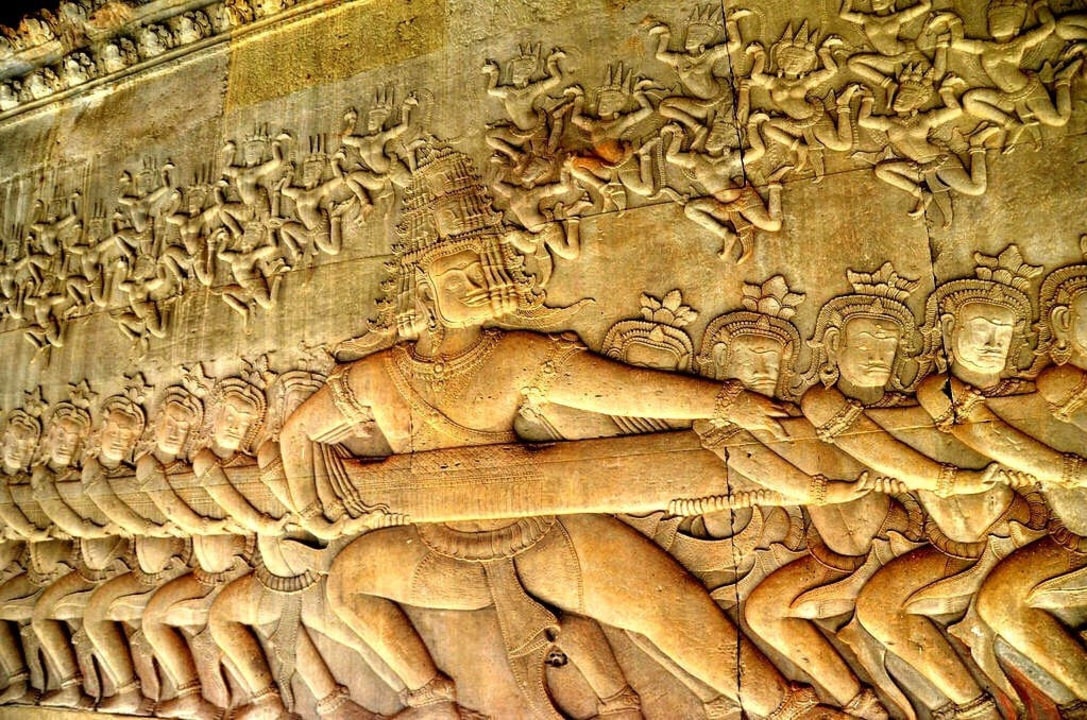 Angkor Wat, the smiling faces of Bayon, Cambodian floating village