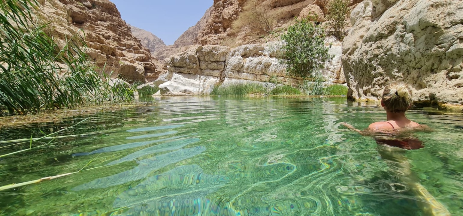 Wadi Shab canyon pools, Bimmah Sinkhole lake and Fins Beach white sands