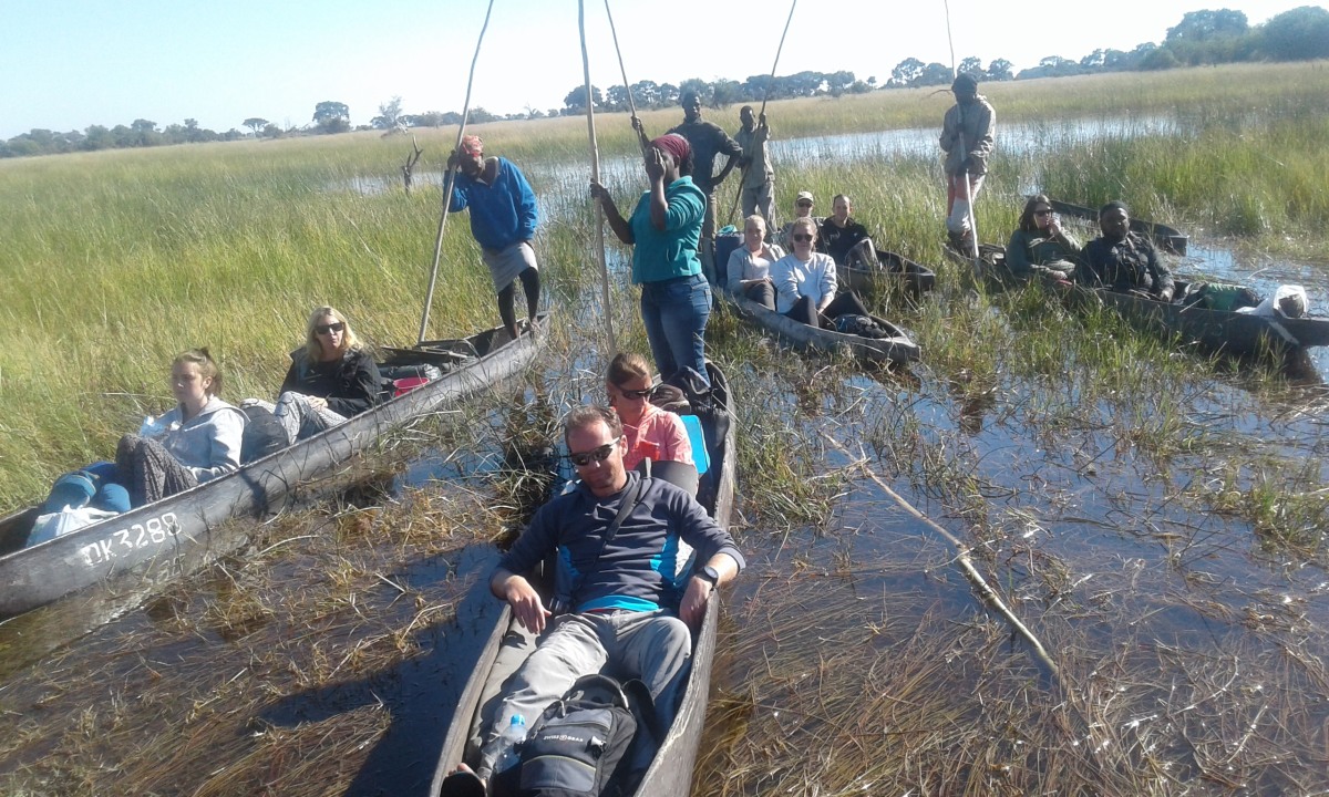 Okavango Delta waterways, mokoro channels, island camping, Maun