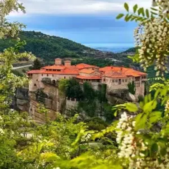 Meteora stone forest, Cave of Saint George with the Scarves, panoramic viewpoints, Kalabaka