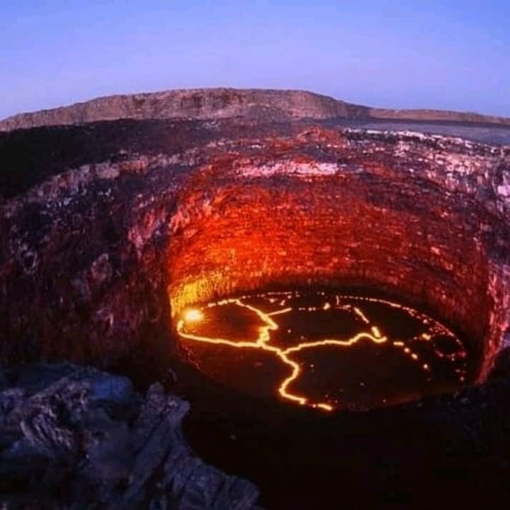 Erta Ale boiling lava, Dallol volcanic landscapes, Ragad (Asebo) salt mines, camel caravans across the Afar Depression