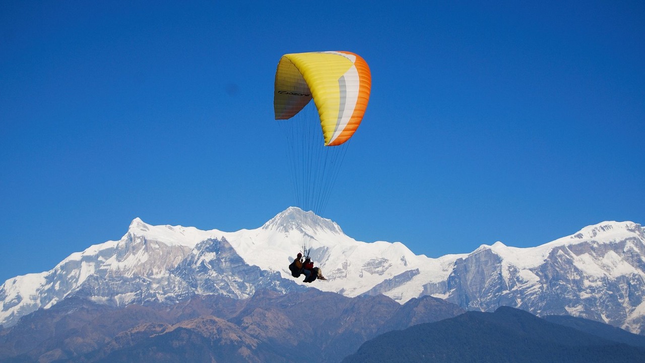 Sarangkot viewpoint, Phewa Lake landing and Mt. Machhapuchhre skyline