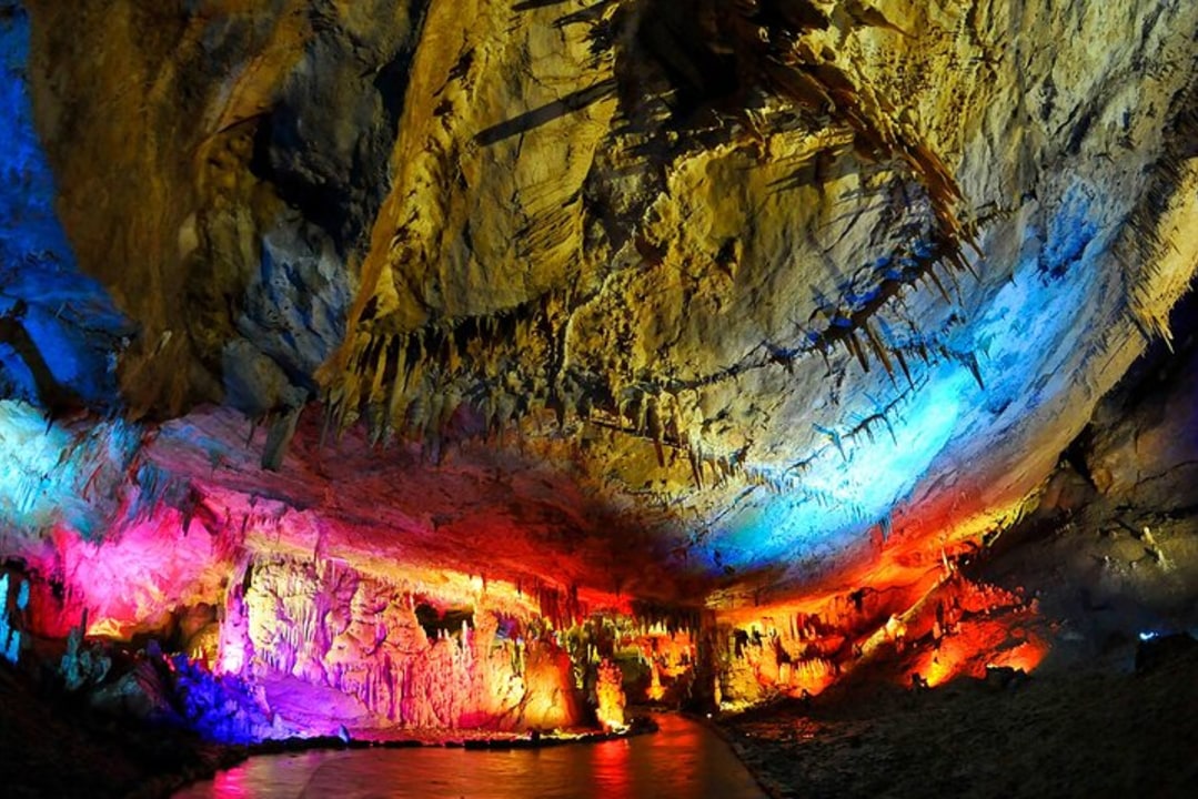 Martvili Canyon turquoise waters, Prometheus Cave formations, Bagrati Cathedral, Gelati Monastery