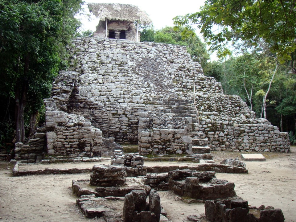 Nohoch Mul pyramid, Coba archaeological site, cliffside ruins of Tulum, Mesoamerican Reef