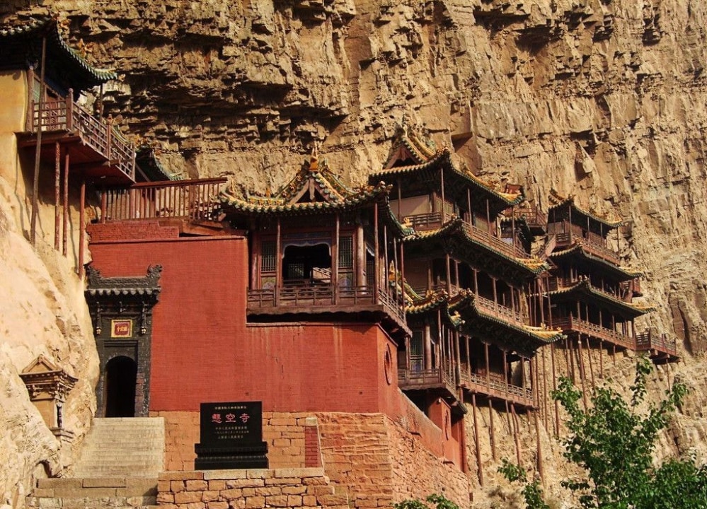 Hanging Temple on the west cliff of Jinxia Gorge, Yungang Grottoes caves and 51,000 statues, Datong from Beijing by bullet train