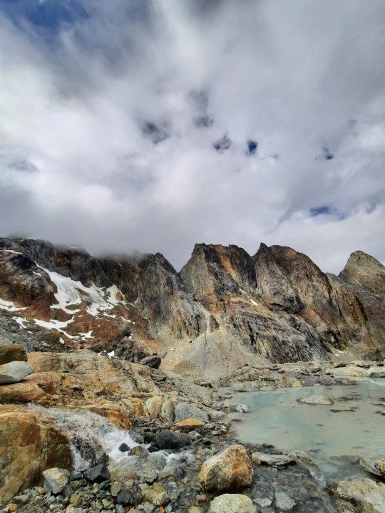 Tierra Mayor Valley, Laguna Esmeralda, Ojo del Albino glacier, Sorondo mountain range