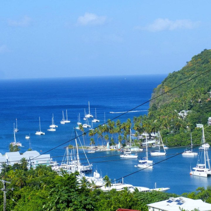 Roseau Valley Rum Distillery, Roseau banana plantations, Marigot Bay viewpoint, Vigie Beach