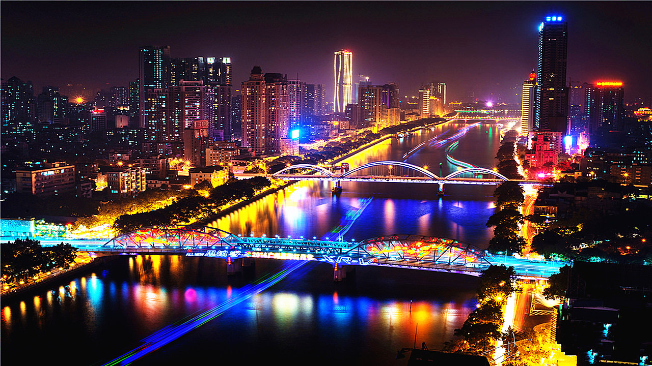 Liede Bridge, Canton Tower, Huacheng Square, Pearl River