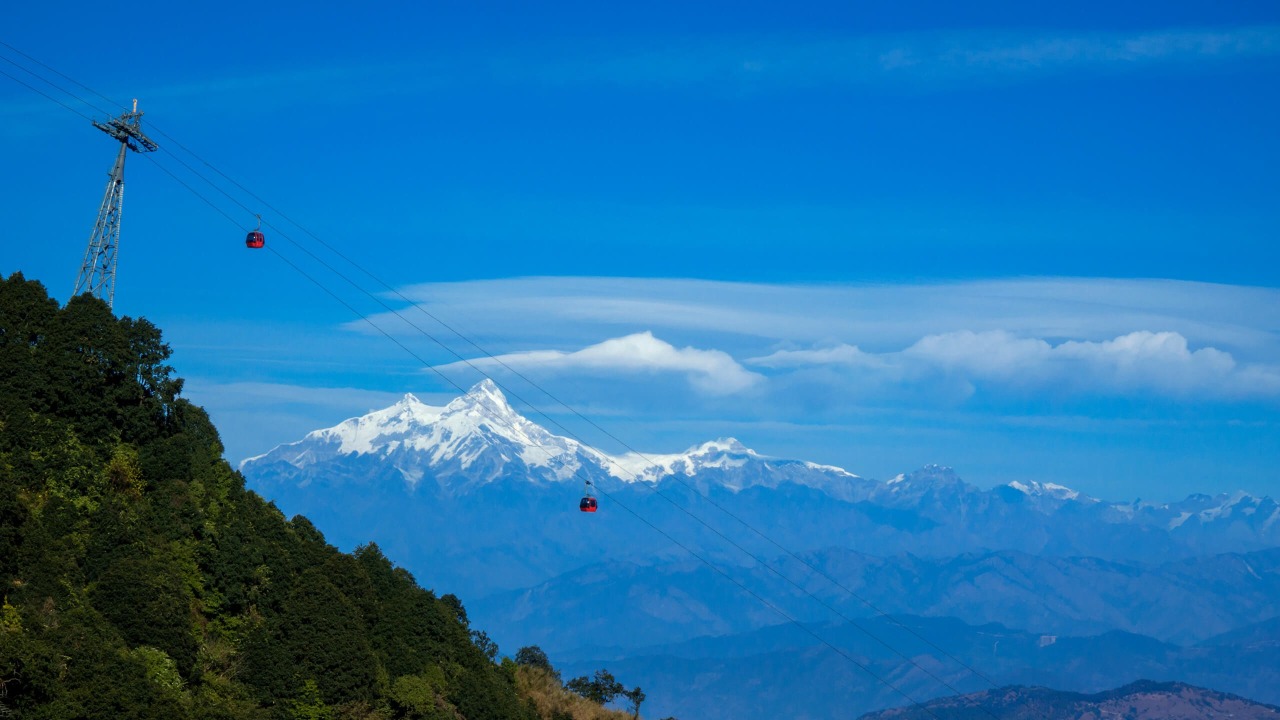 Chandragiri Hill (Nepal), Bhaleshwor Mahadev Temple, views from Annapurna to Everest