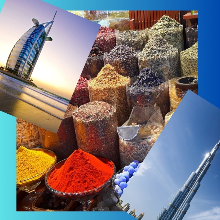 Al Bastakiya heritage lanes, Burj Khalifa skyline, Atlantis The Palm photo stop, Dubai Marina waterfront
