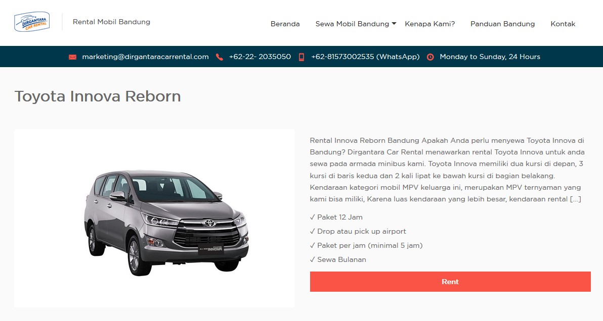 Rental Mobil Bandung Lepas Kunci 2018