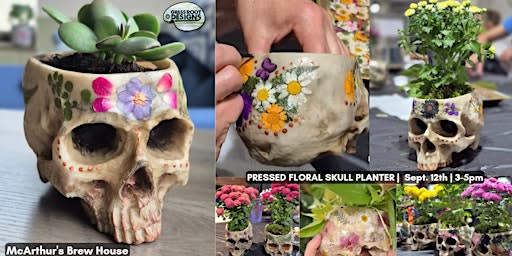 Pressed Flower Skull Planter at Mcarthur's Brew House