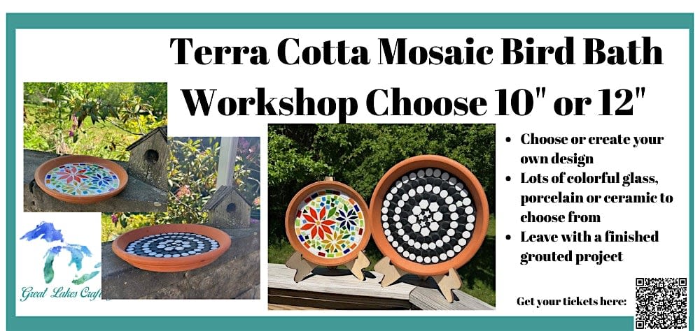 Belleville Mosaic Bird Bath workshop @ Garden Fantasy on Main