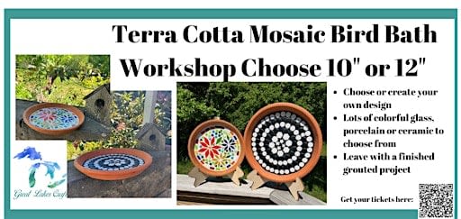Sebewaing Mosaic Bird Bath workshop @ Busy Babe Boutique