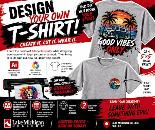 Design your own T-shirt, Fab Lab, vinyl cutter, Adobe Illustrator