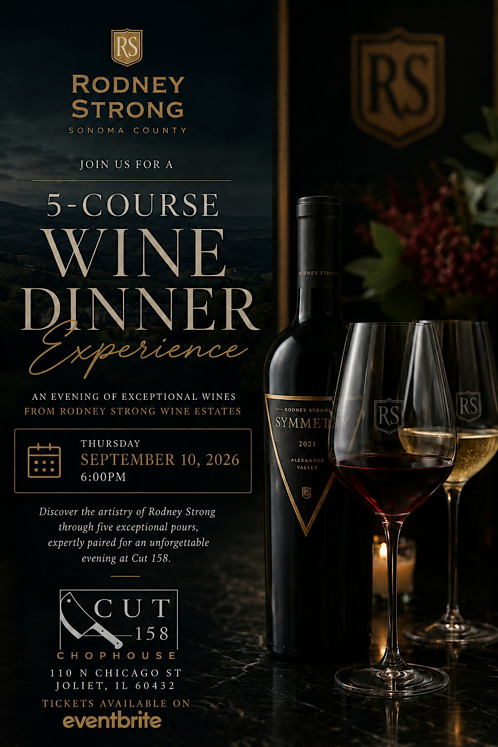 Rodney Strong 5-Course Wine Dinner Experience at Cut 158 Chophouse