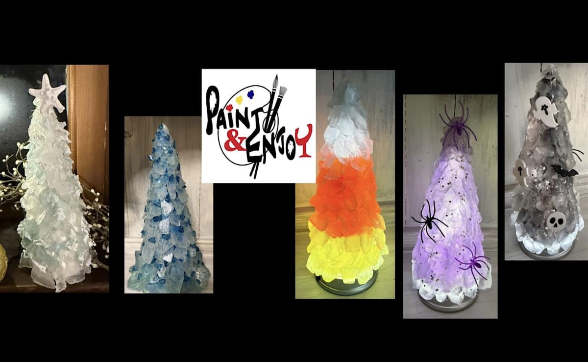 Paint and Enjoy”Traditional or Spooky Sea Glass Tree“ Royal Winery