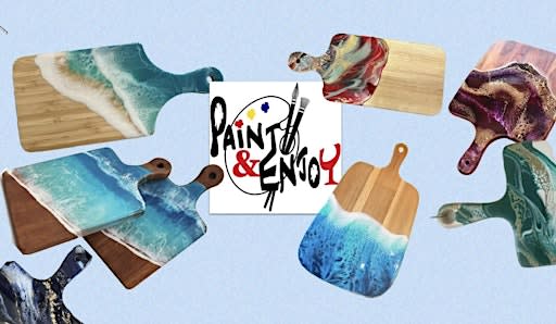 Paint and Enjoy" Resin Seascape Charcuterie Board" Lavender Acres Winery
