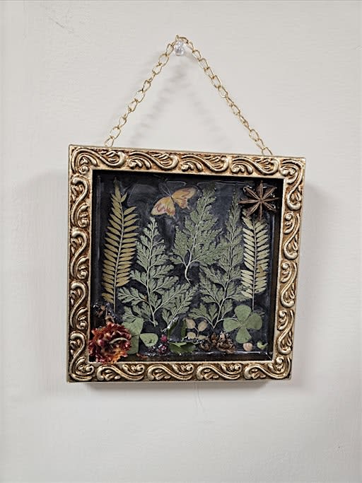 Moon lit forest Resin art with pressed  greenery - Bloomin' Cottage