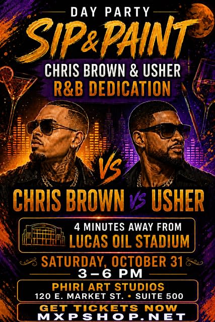 Chris Brown vs Usher Sip & Paint | Downtown Indy