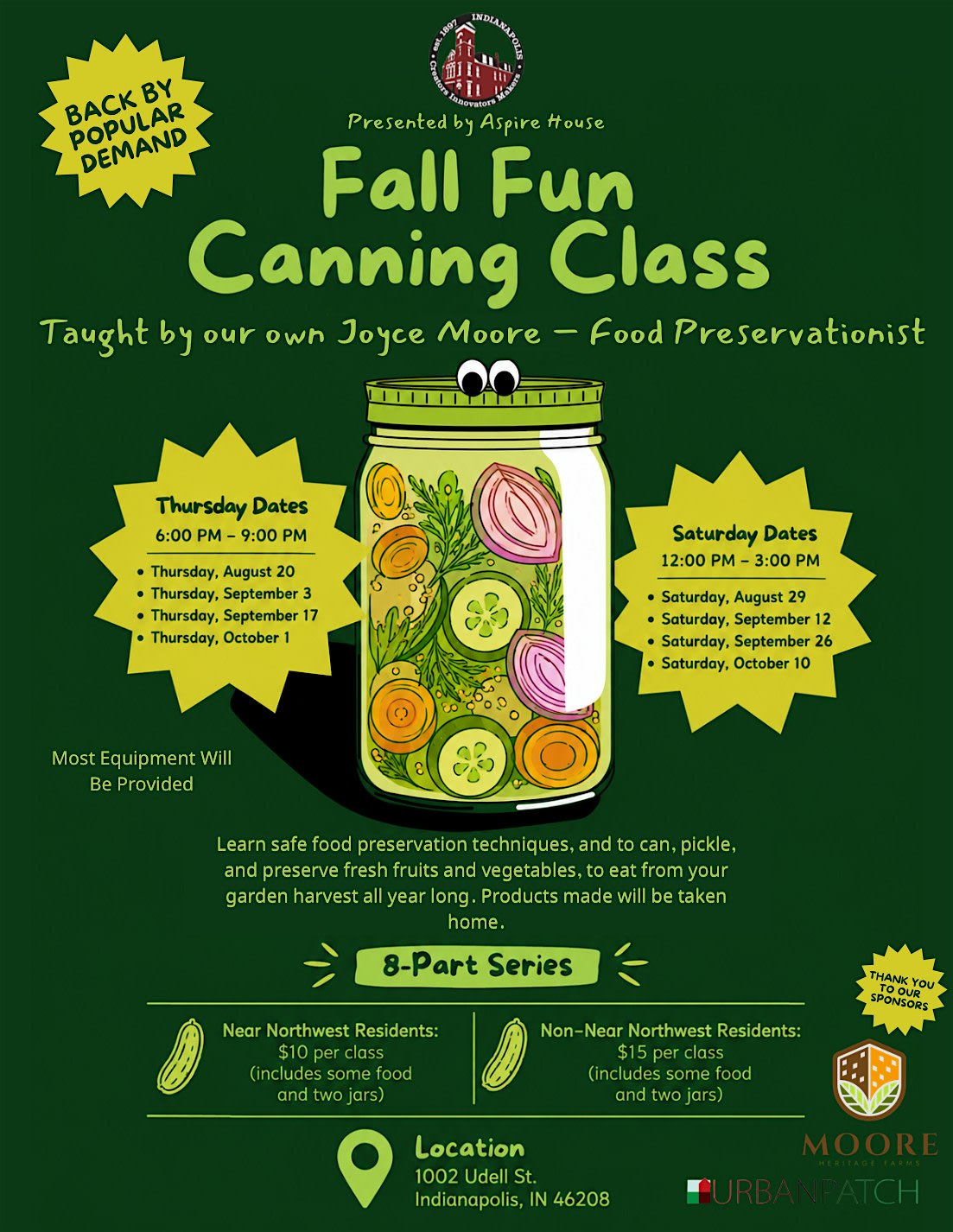 Fall Fun Canning Class - Presented by Aspire House