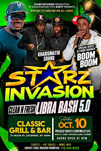 STARZ INVASION - Libra Bash 5.0 with BOOM BOOM live from Jamaica