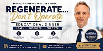 Regenerate... Don't Operate | Explore Your Options Before Surgery Sept 29