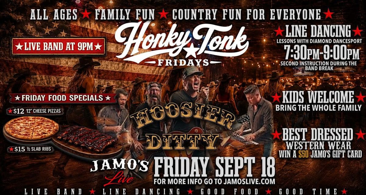 Honky Tonk Fridays | Hoosier Ditty & Line Dancing at 7:30pm @ Jamo's Live