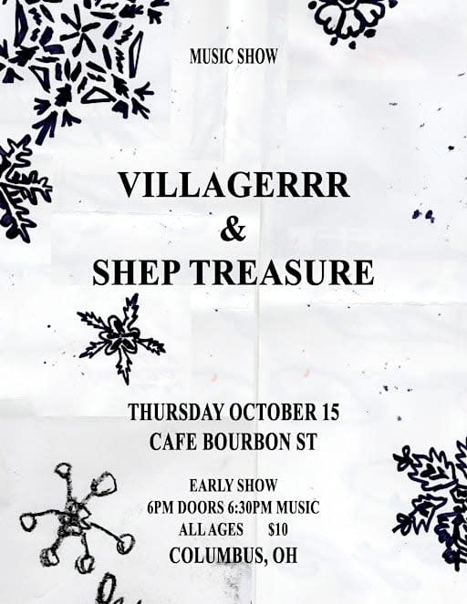 EARLY SHOW! Villagerrr & Shep Treasure (NY slowcore) @ Cafe Bobo 10/15 6pm