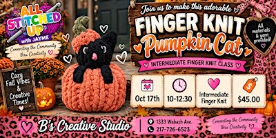 Finger Knitting Black Cat